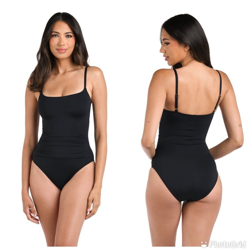 NWT La Blanca Women's Island Goddess Rouched Body One Piece Swimsuit
